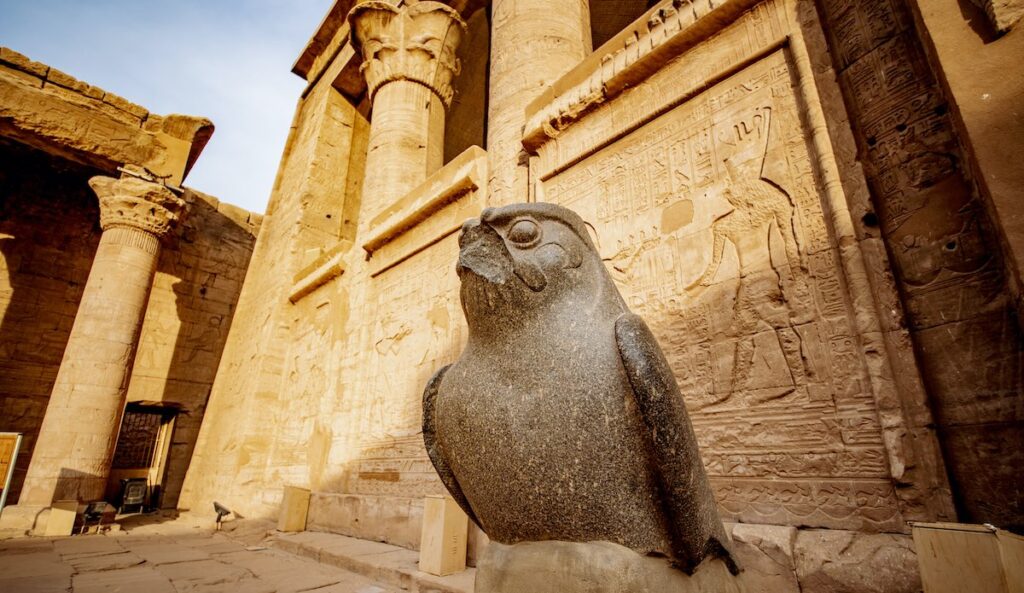 Statue,Of,Horus,Falcon,God,At,Temple,Of,Horus,Or